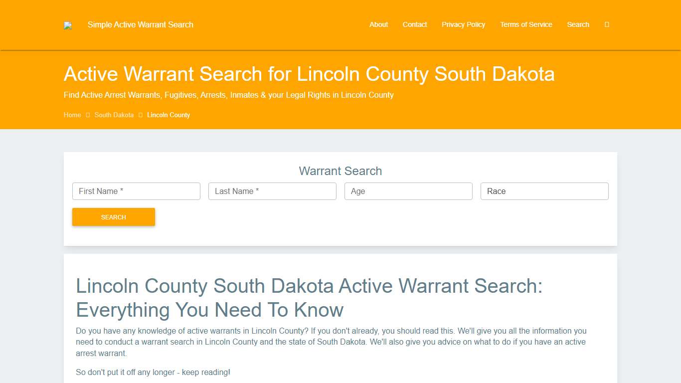 Active Warrant Search in Lincoln County South Dakota - Outstanding Warrants